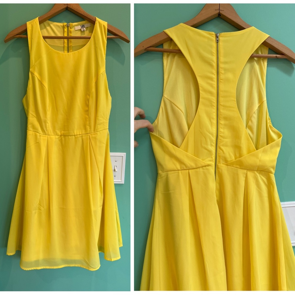 Open Rib Cutout Sunshine Yellow Dress